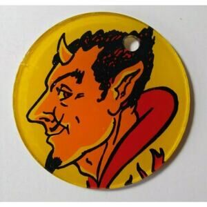 Junkyard Pinball Keychain Satan Devil Original NOS Promo Plastic Game Vintage